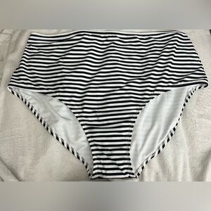 NWT DSG Black and White Striped High-Waisted Bikini Bottom